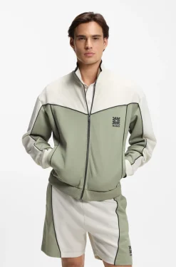 Cotton-blend jacket with embroidered logo artwork