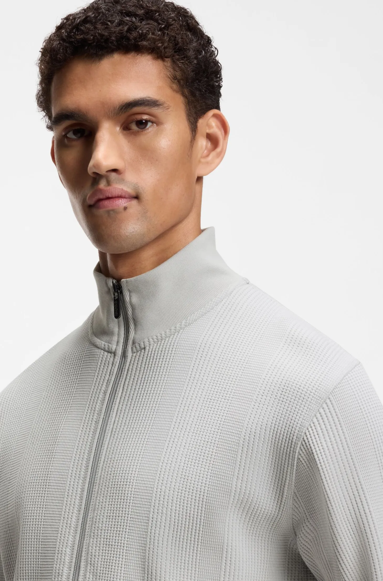 Cotton-blend jacket with waffle structure