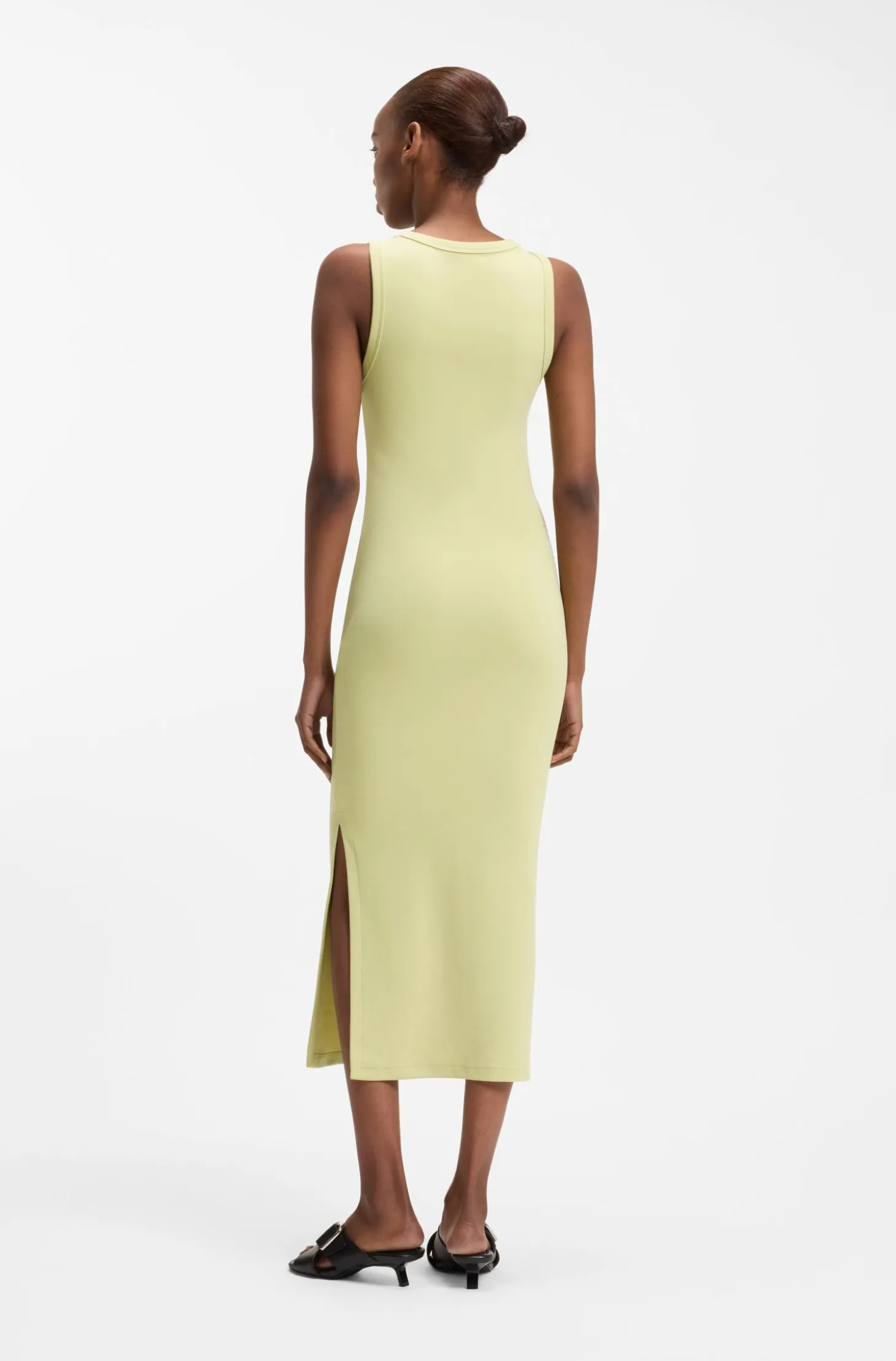 Cotton-blend jersey midi dress with stacked logo