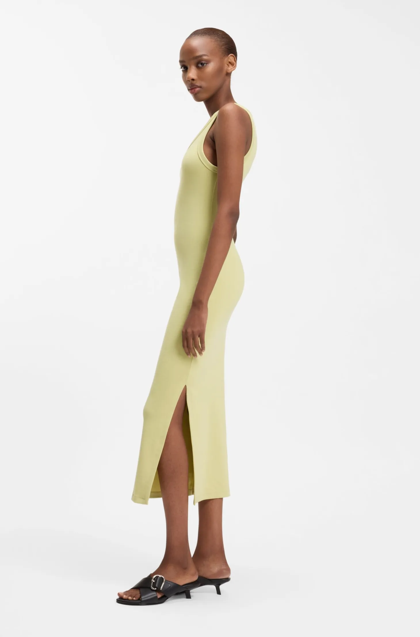 Cotton-blend jersey midi dress with stacked logo