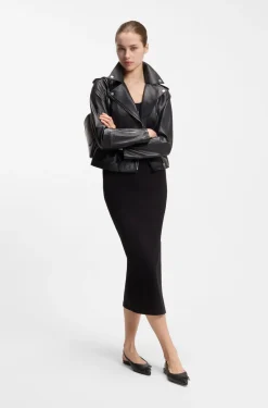 Cotton-blend jersey midi dress with stacked logo