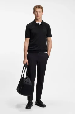 Cotton-blend knit polo with bodymapping structure