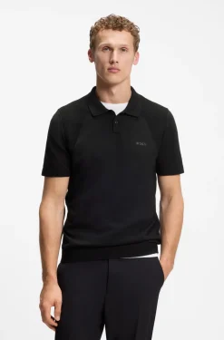 Cotton-blend knit polo with bodymapping structure