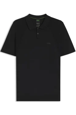 Cotton-blend knit polo with bodymapping structure