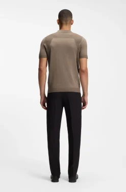 Cotton-blend knit polo with bodymapping structure