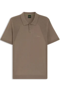 Cotton-blend knit polo with bodymapping structure