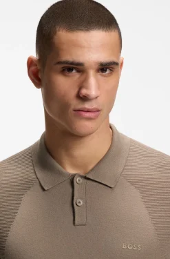 Cotton-blend knit polo with bodymapping structure