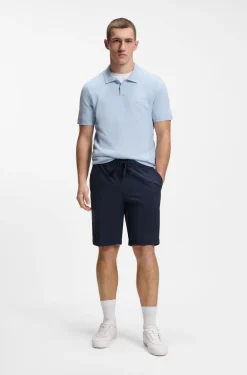 Cotton-blend knit polo with bodymapping structure