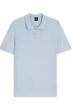 Cotton-blend knit polo with bodymapping structure