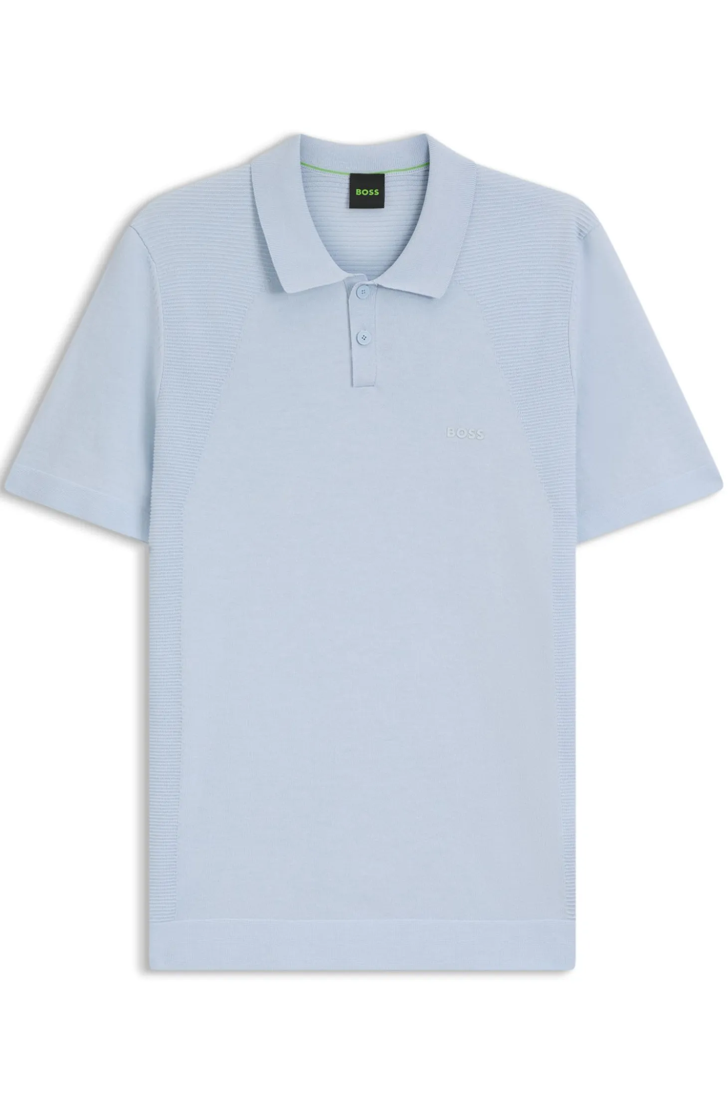 Cotton-blend knit polo with bodymapping structure
