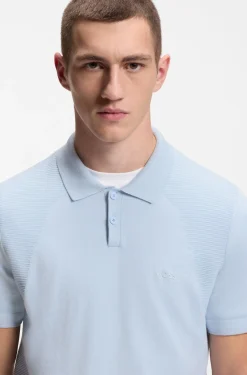 Cotton-blend knit polo with bodymapping structure