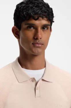 Cotton-blend knit polo with bodymapping structure