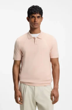 Cotton-blend knit polo with bodymapping structure