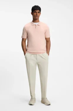 Cotton-blend knit polo with bodymapping structure