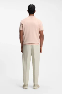 Cotton-blend knit polo with bodymapping structure