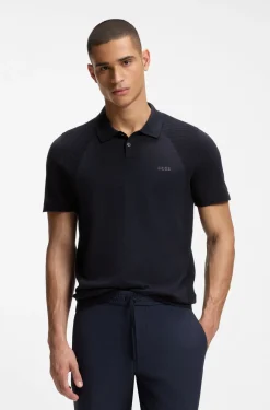 Cotton-blend knit polo with bodymapping structure