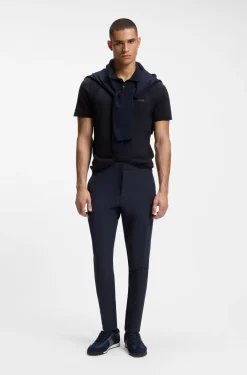 Cotton-blend knit polo with bodymapping structure