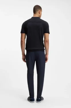 Cotton-blend knit polo with bodymapping structure