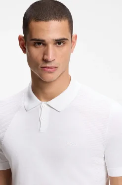 Cotton-blend knit polo with bodymapping structure