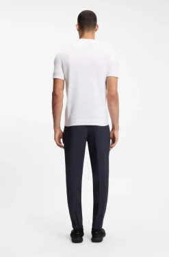 Cotton-blend knit polo with bodymapping structure