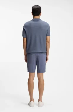 Cotton-blend knit polo with horizontal stripe