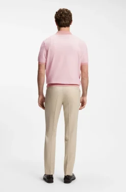 Cotton-blend knit polo with horizontal stripe