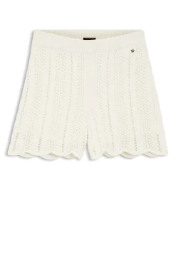 Cotton-blend knitted shorts with wave structure