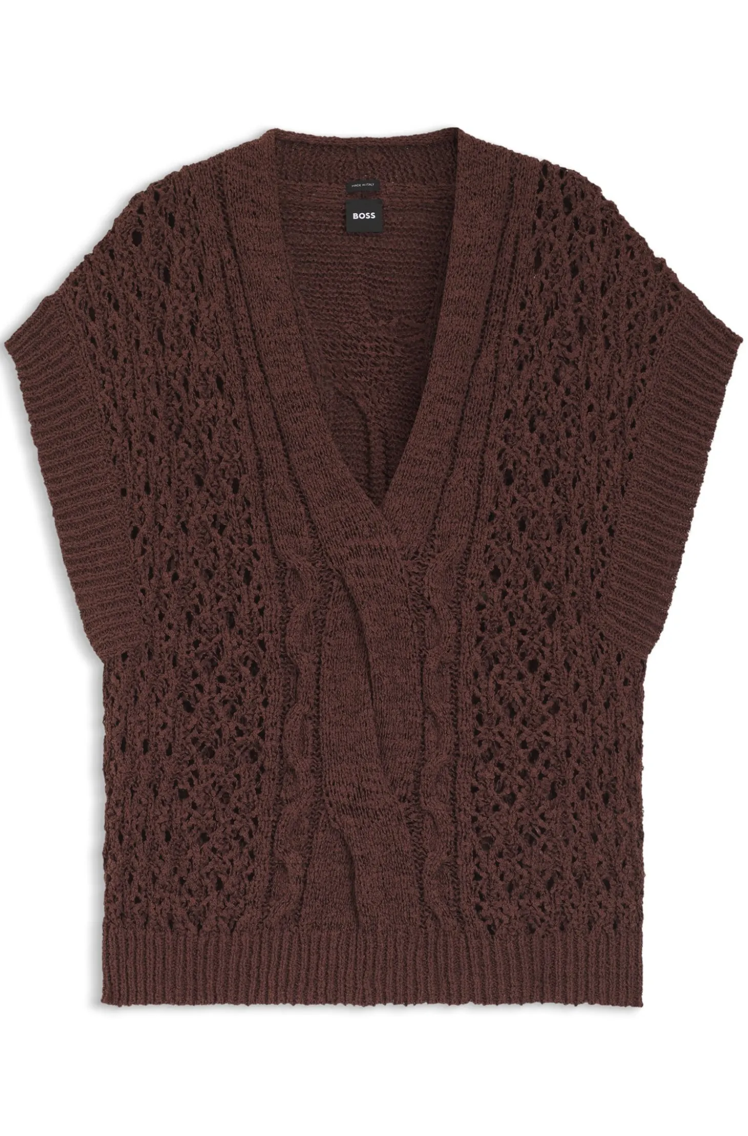 Cotton-blend knitted top with cable detailing