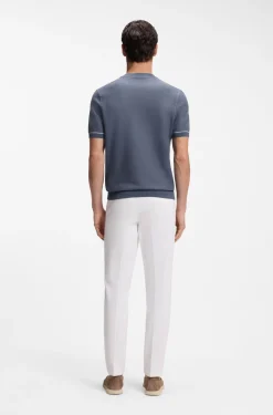 Cotton-blend knit T-shirt with horizontal stripe
