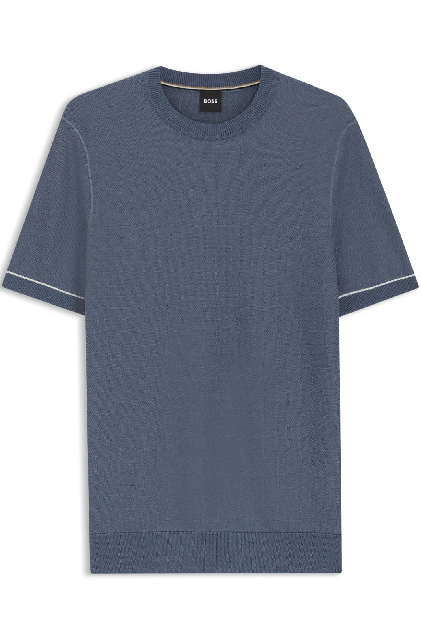 Cotton-blend knit T-shirt with horizontal stripe