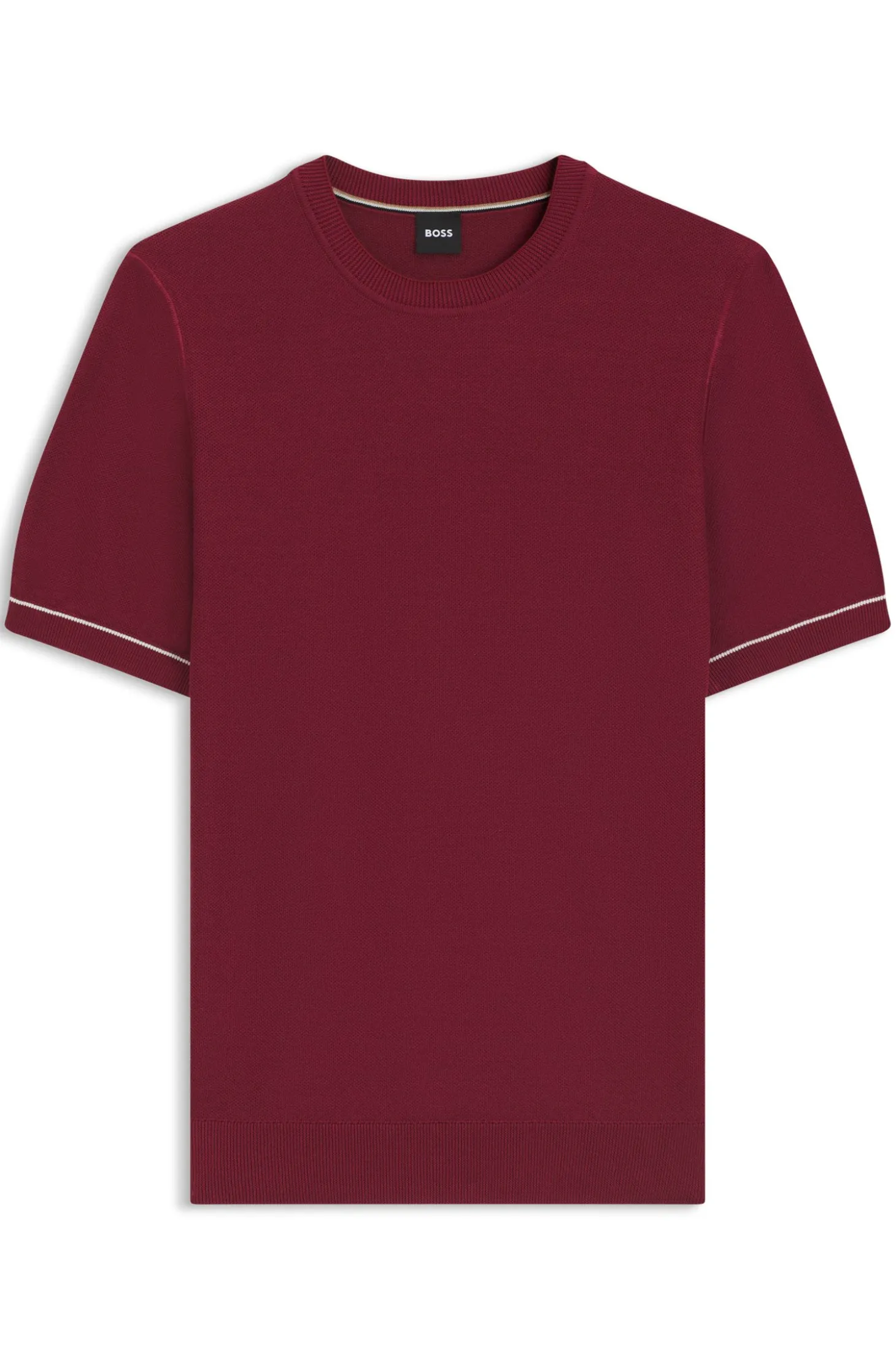 Cotton-blend knit T-shirt with horizontal stripe