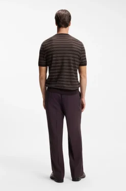 Cotton-blend knit T-shirt with horizontal stripe