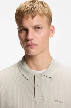 Cotton-blend polo shirt with waffle structure