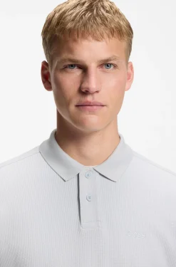 Cotton-blend polo shirt with waffle structure