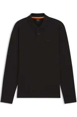 Cotton-blend polo shirt with waffle structure