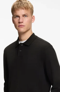 Cotton-blend polo shirt with waffle structure