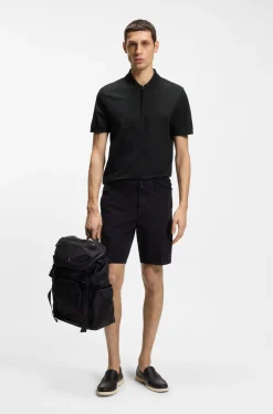 Cotton-blend polo shirt with zip placket