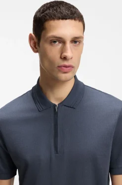 Cotton-blend polo shirt with zip placket
