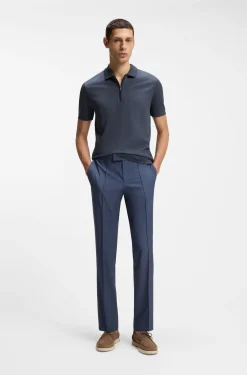 Cotton-blend polo shirt with zip placket