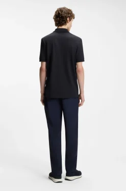 Cotton-blend polo shirt with zip placket