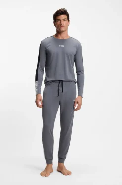 Cotton-blend pyjama set with contrast inserts
