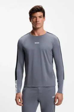 Cotton-blend pyjama set with contrast inserts