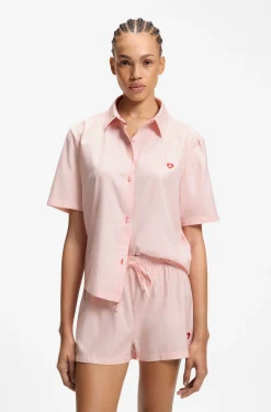 Cotton-blend pyjama set with heart logos