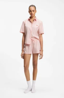 Cotton-blend pyjama set with heart logos