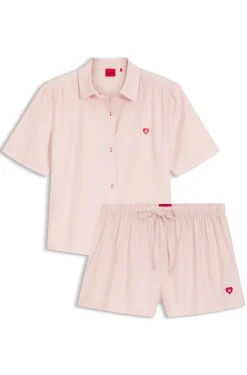 Cotton-blend pyjama set with heart logos