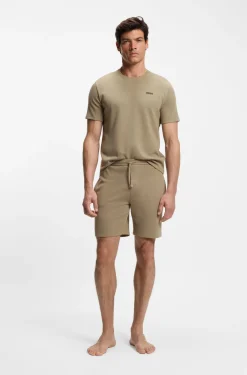 Cotton-blend pyjama shorts with embroidered logo