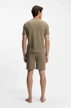 Cotton-blend pyjama shorts with embroidered logo