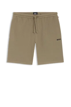 Cotton-blend pyjama shorts with embroidered logo