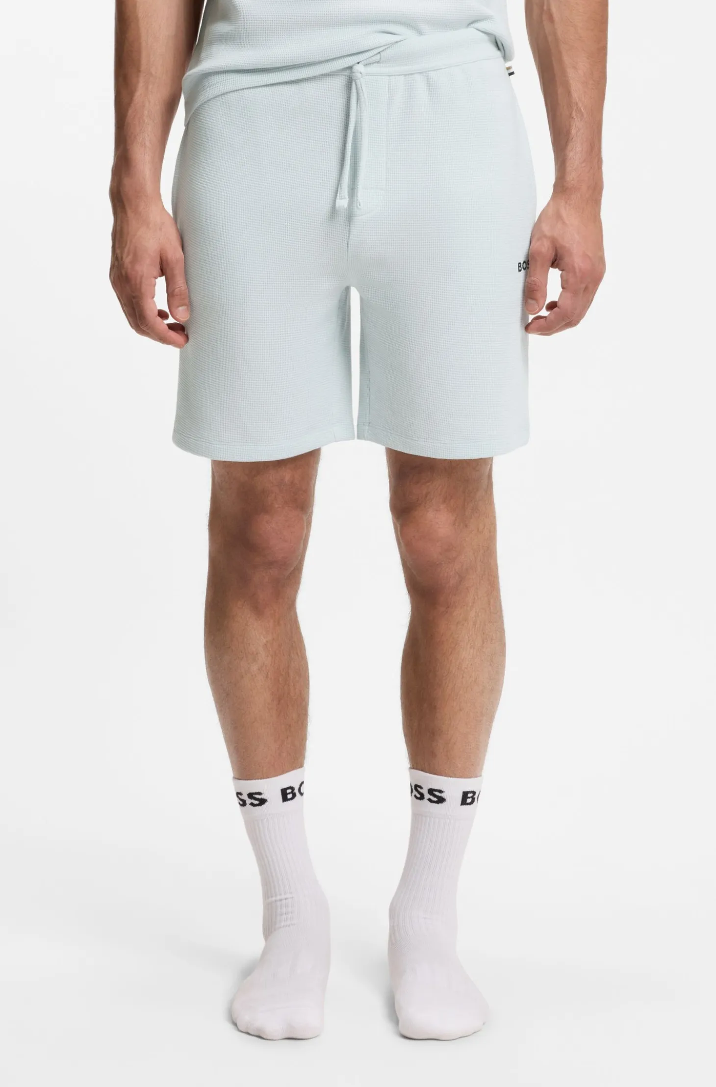 Cotton-blend pyjama shorts with embroidered logo