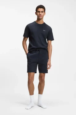 Cotton-blend pyjama shorts with embroidered logo